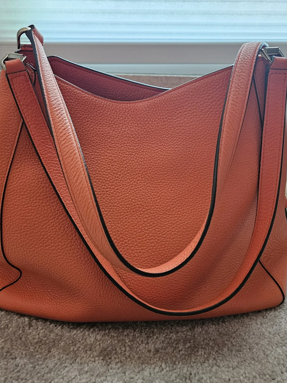 kate spade Orange Pebbled Leather Shoulder Bag with Logo